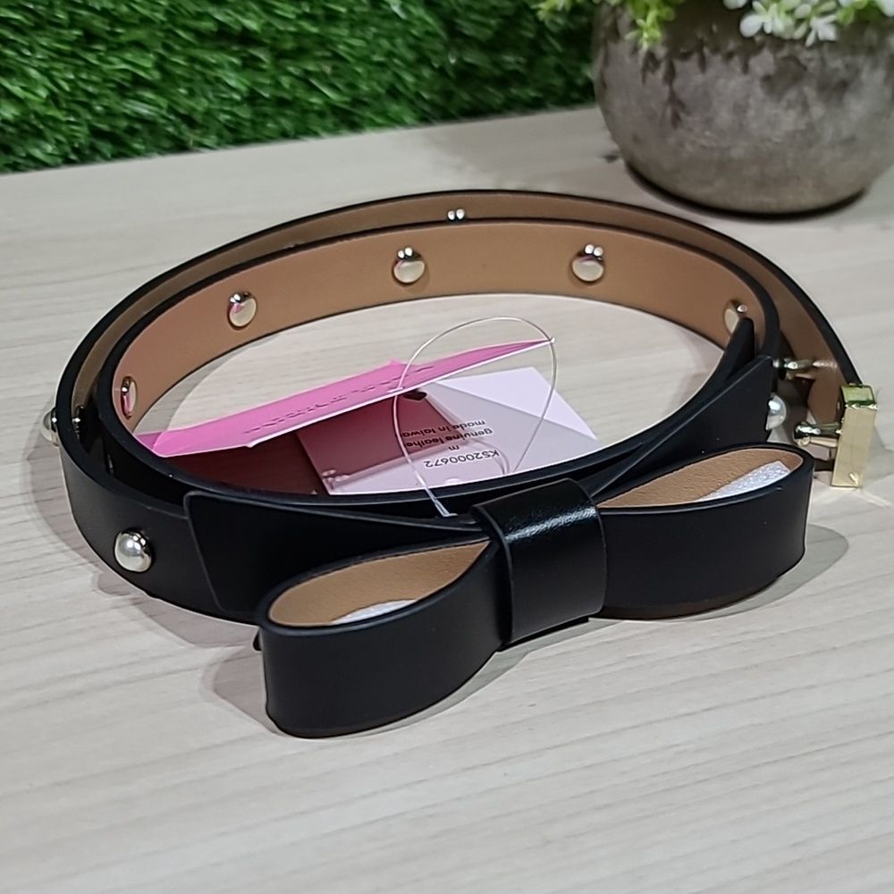 Kate Spade 19 mm Bow Belt with Pearls - Black NWT